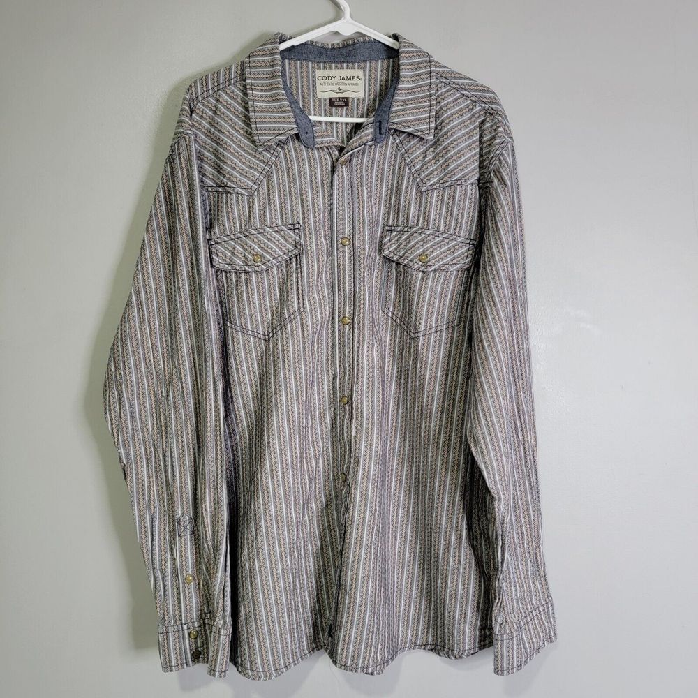 Cody James Long Sleeve Pearl Snap‎ Button Up Shirt XXL Multicolor Western Aztec